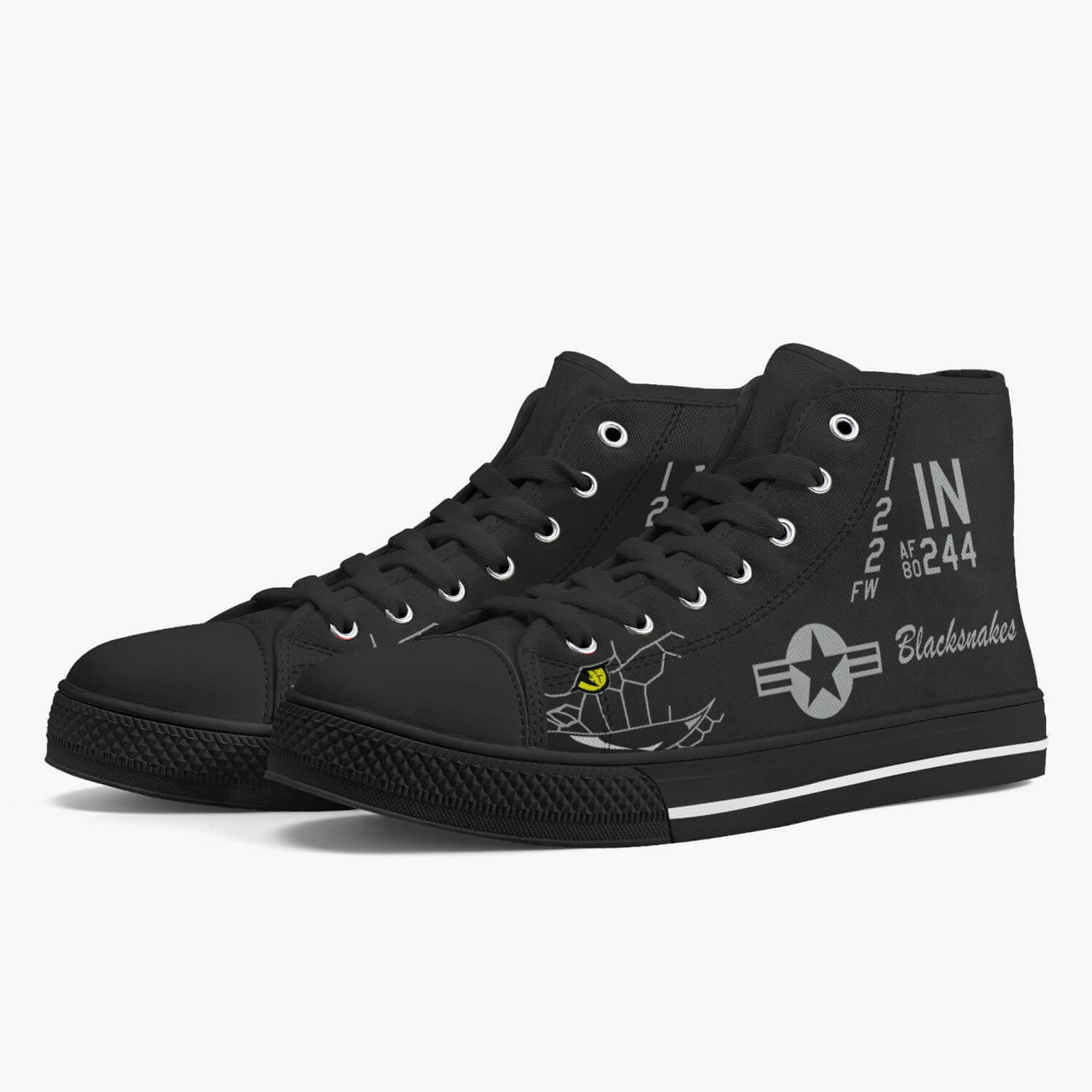 A-10 "Blacksnakes" High Top Canvas Shoes (Dark Theme) - I Love a Hangar