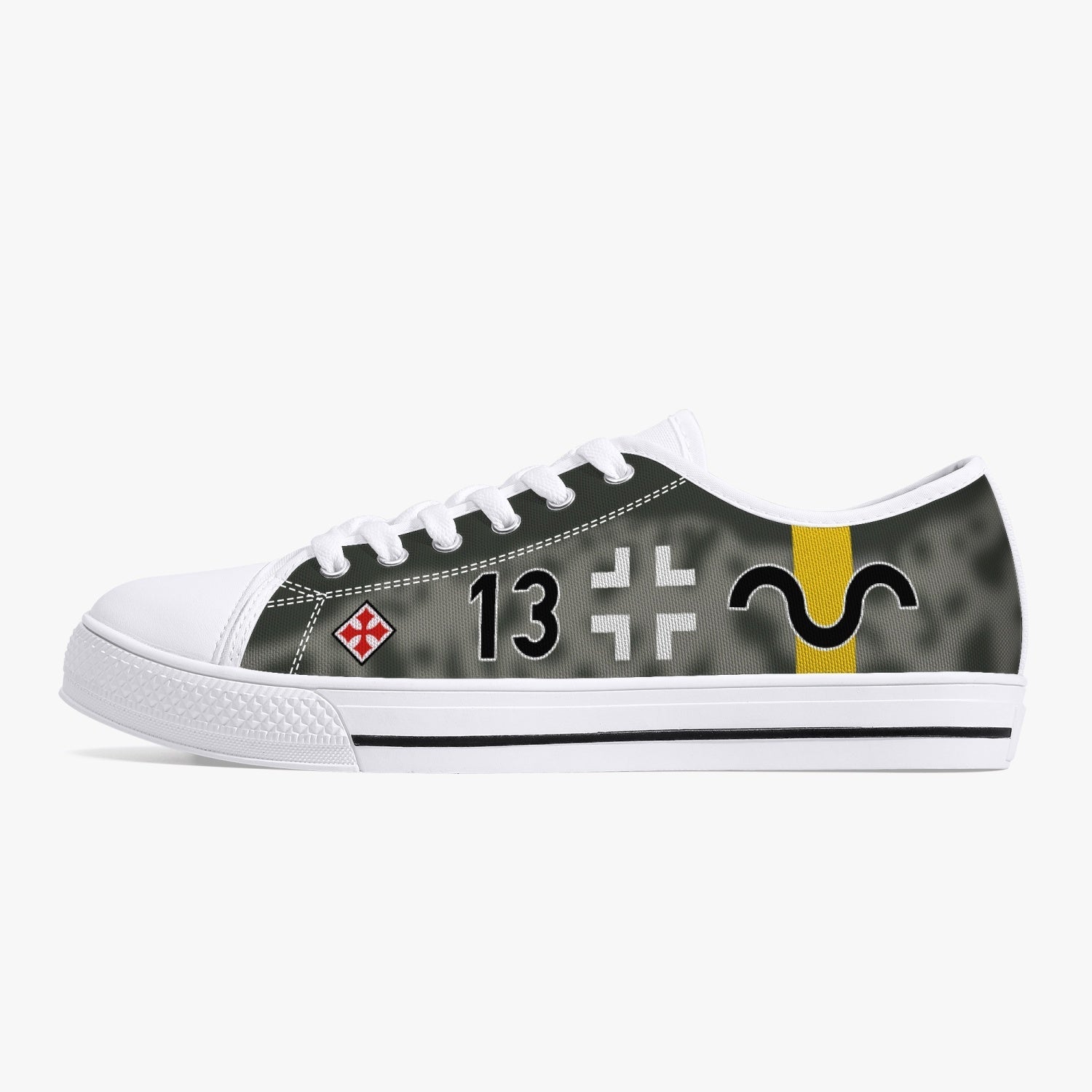 Bf-109 "Black 13" of Gunther Rall Low Top Canvas Shoes - I Love a Hangar