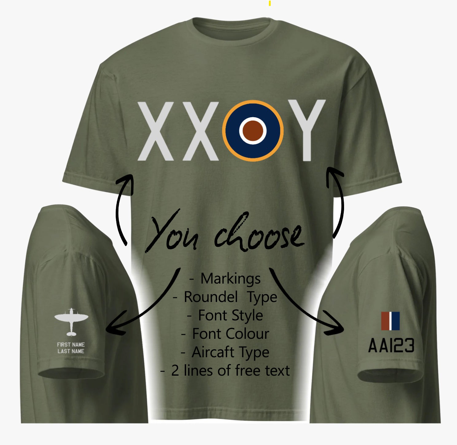 Custom RAF/RAAF Markings Short-Sleeve Lightweight T-Shirt - I Love a Hangar