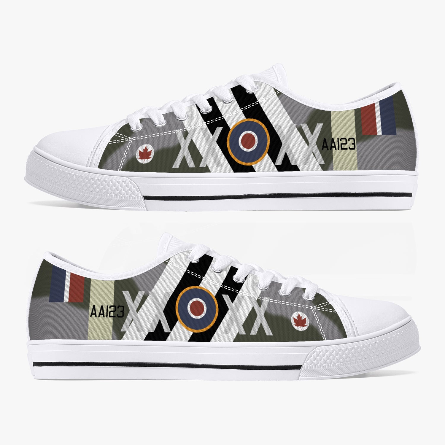 Fighter Command Custom Markings Low Top Canvas Shoes