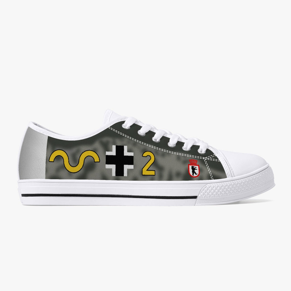 Bf-109 "Yellow 2" of Franz Stigler Low Top Canvas Shoes - I Love a Hangar