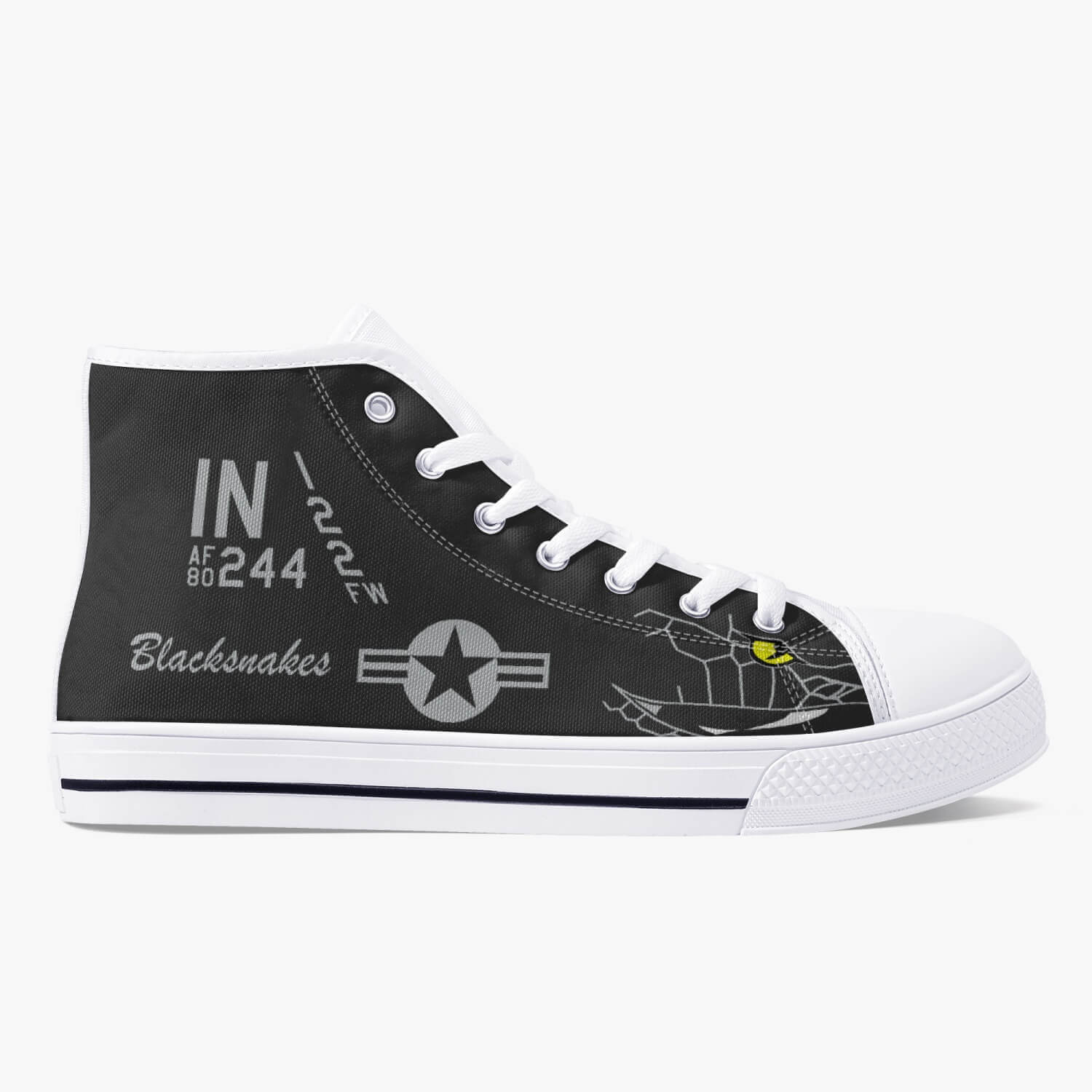 A-10 "Blacksnakes" High Top Canvas Shoes (Dark Theme) - I Love a Hangar