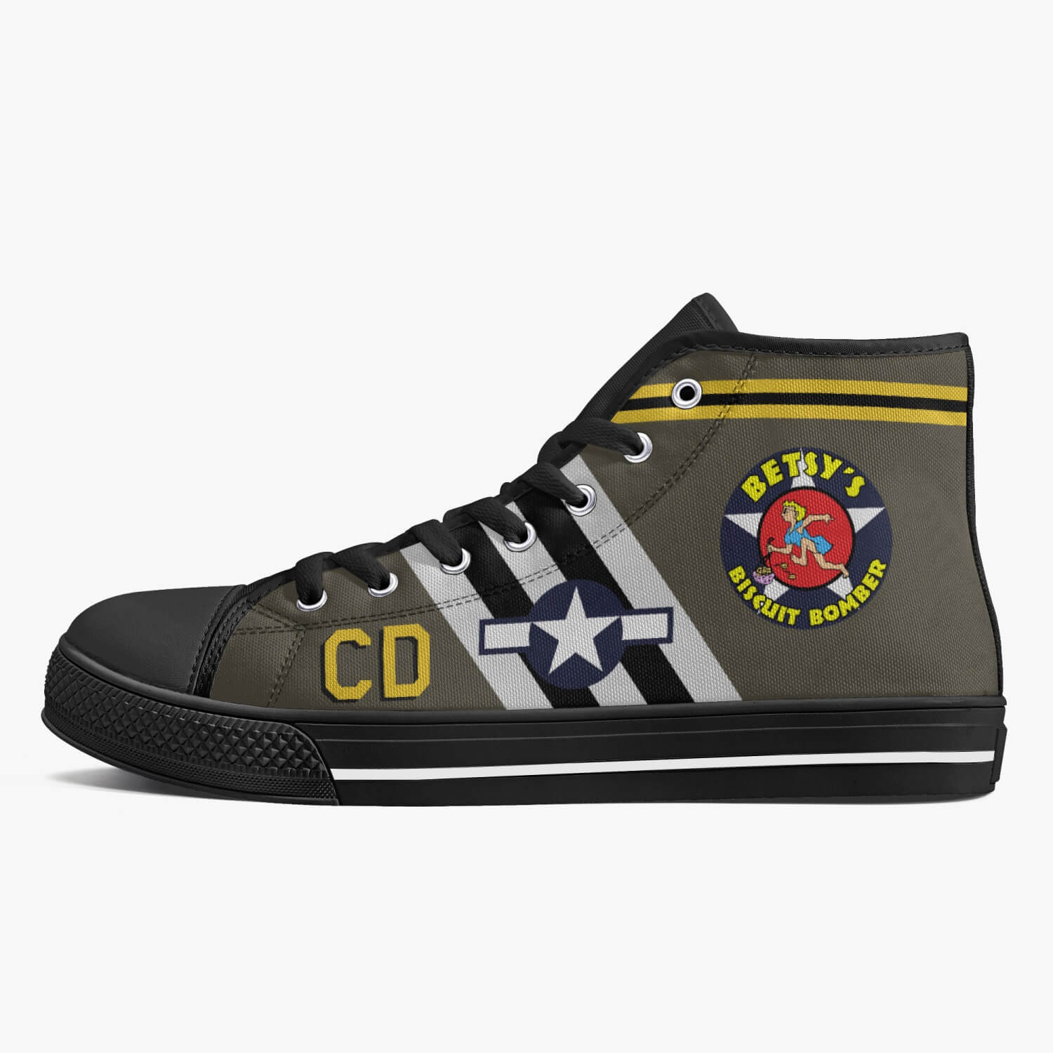 C-47 "Betsy's Biscuit Bomber" High Top Canvas Shoes - I Love a Hangar