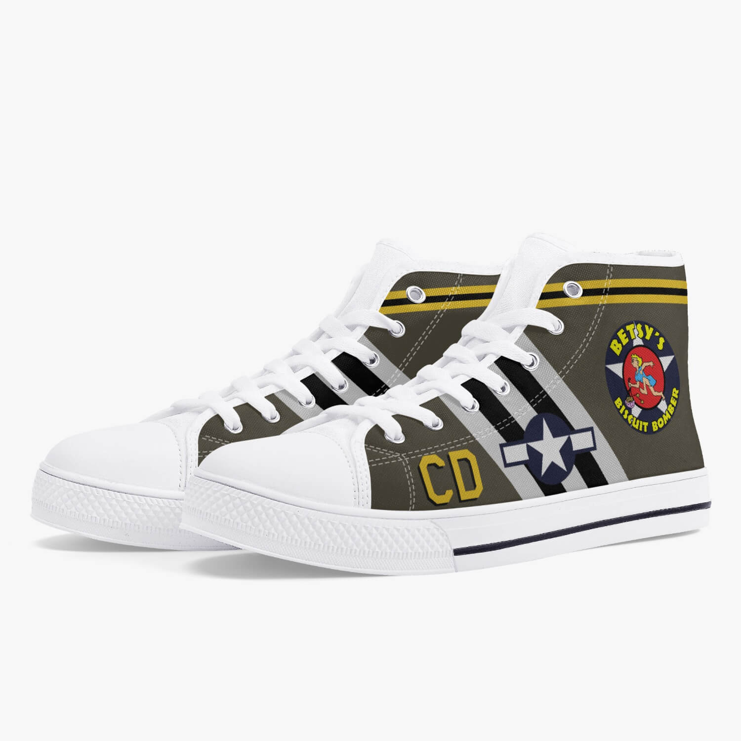 C-47 "Betsy's Biscuit Bomber" High Top Canvas Shoes - I Love a Hangar