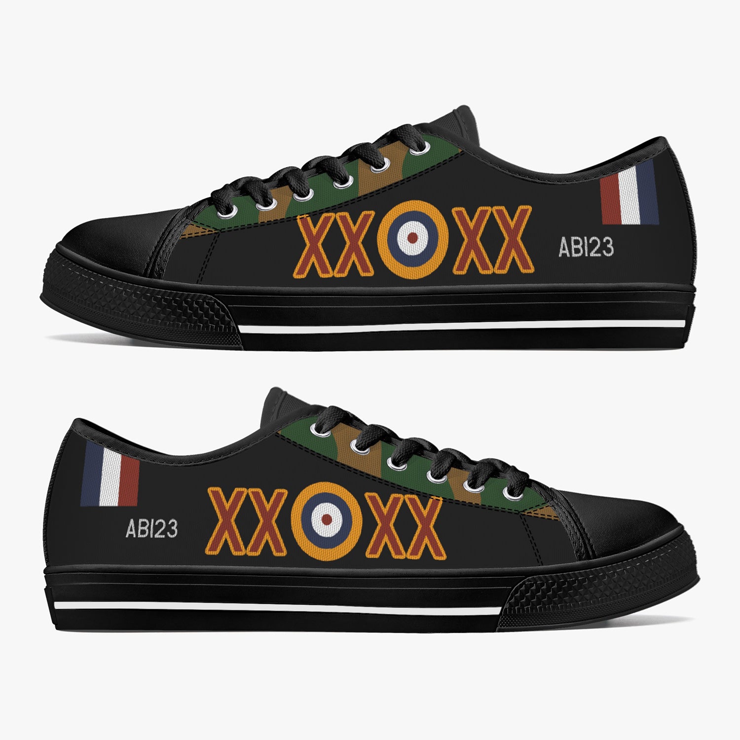 Bomber Command Custom Markings Low Top Canvas Shoes