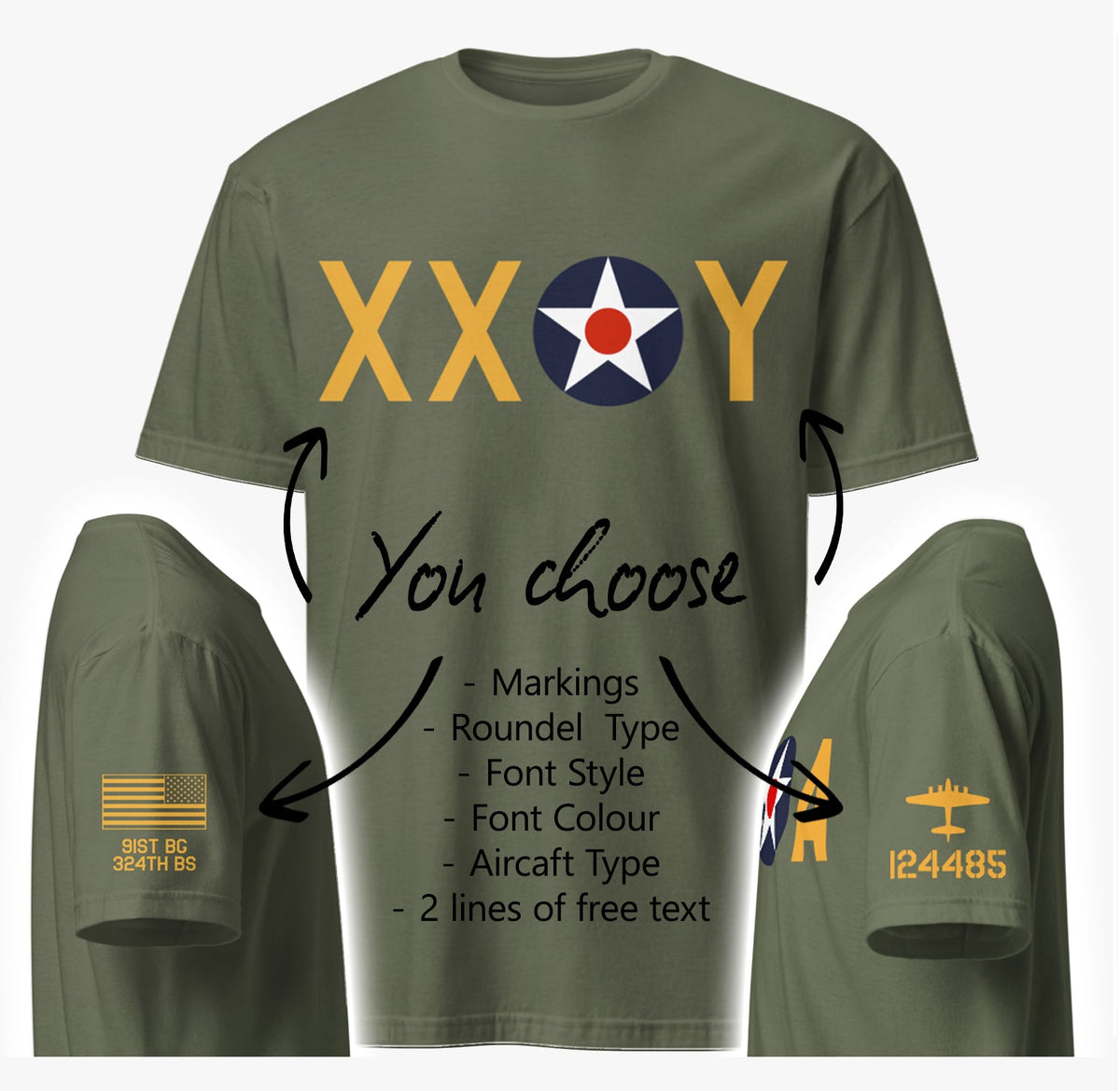 Custom USAAF Markings Short-Sleeve Unisex T-Shirt - I Love a Hangar