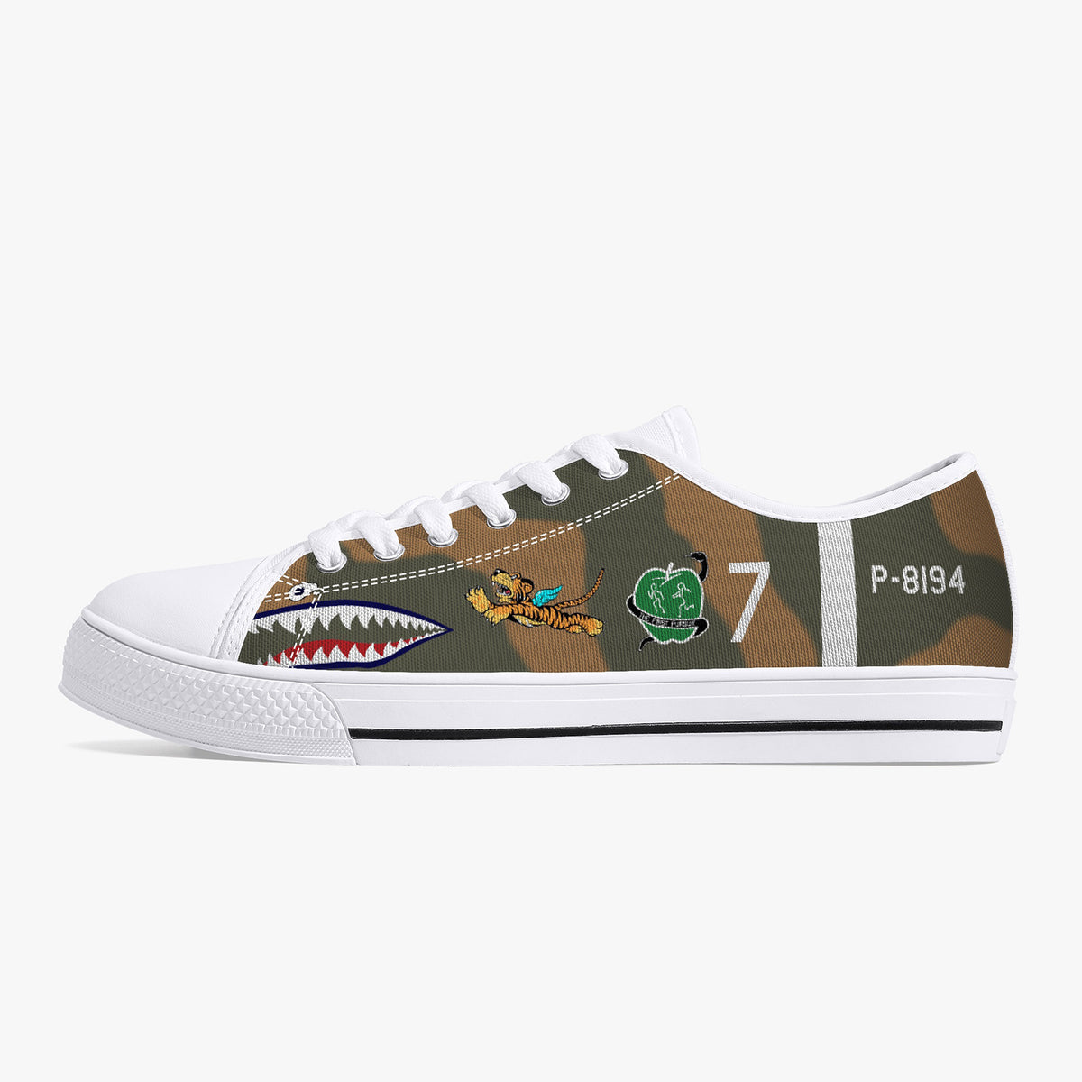 P-40 "White #7" of Robert Neale Low Top Canvas Shoes - I Love a Hangar