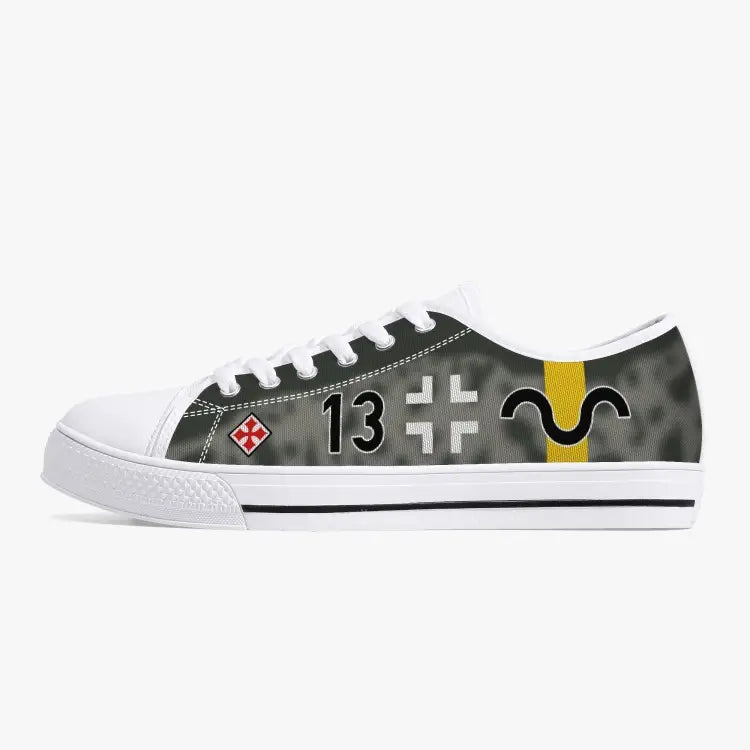 Bf-109 "Black 13" of Gunther Rall Low Top Canvas Shoes - I Love a Hangar