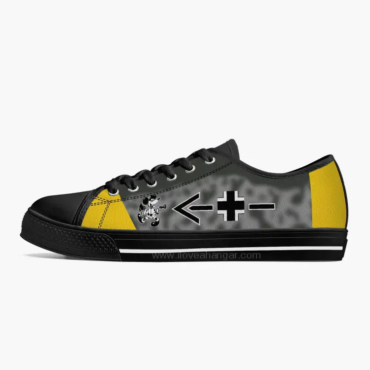 Bf-109 "Black Chevron and Bars" of Adolf Galland Low Top Canvas Shoes - I Love a Hangar