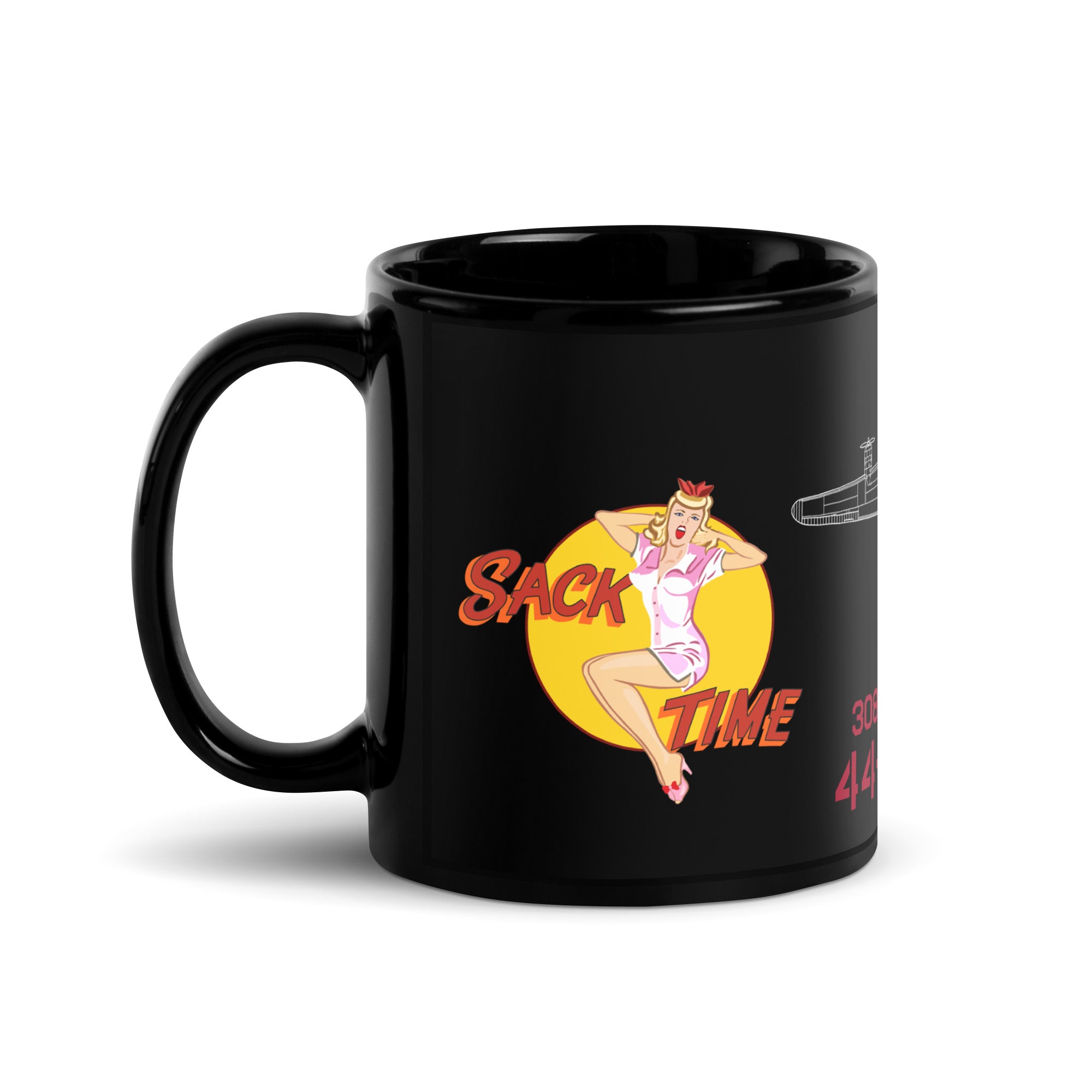 B-24 "Sack Time" Black Glossy Mug