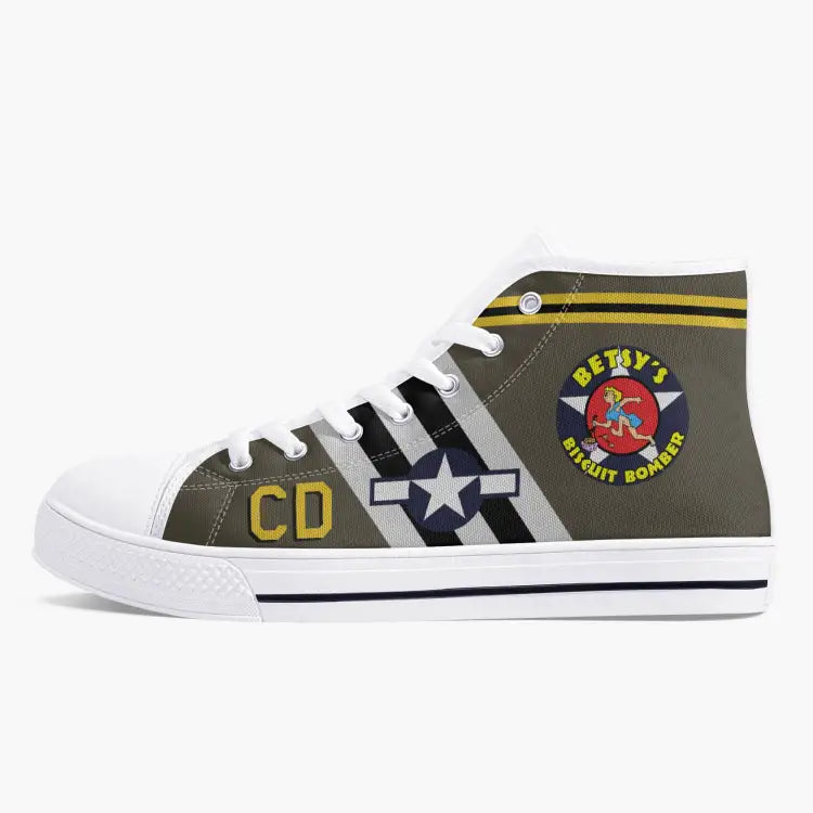 C-47 "Betsy's Biscuit Bomber" High Top Canvas Shoes - I Love a Hangar