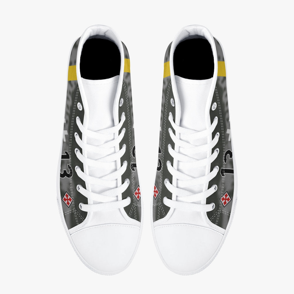 Bf-109 "Black 13" of Gunther Rall High Top Canvas Shoes - I Love a Hangar
