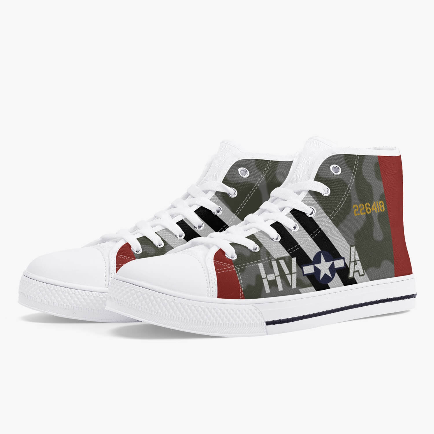 P-47 "HV-A" of Francis "Gabby" Gabreski High Top Canvas Shoes - I Love a Hangar