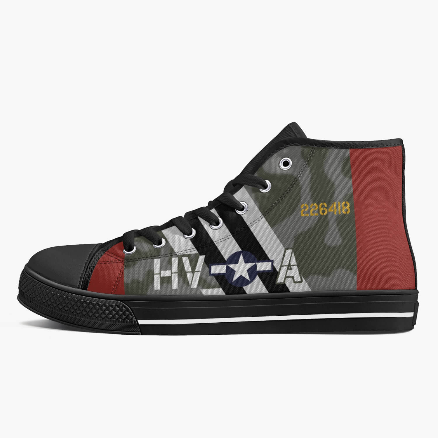 P-47 "HV-A" of Francis "Gabby" Gabreski High Top Canvas Shoes - I Love a Hangar