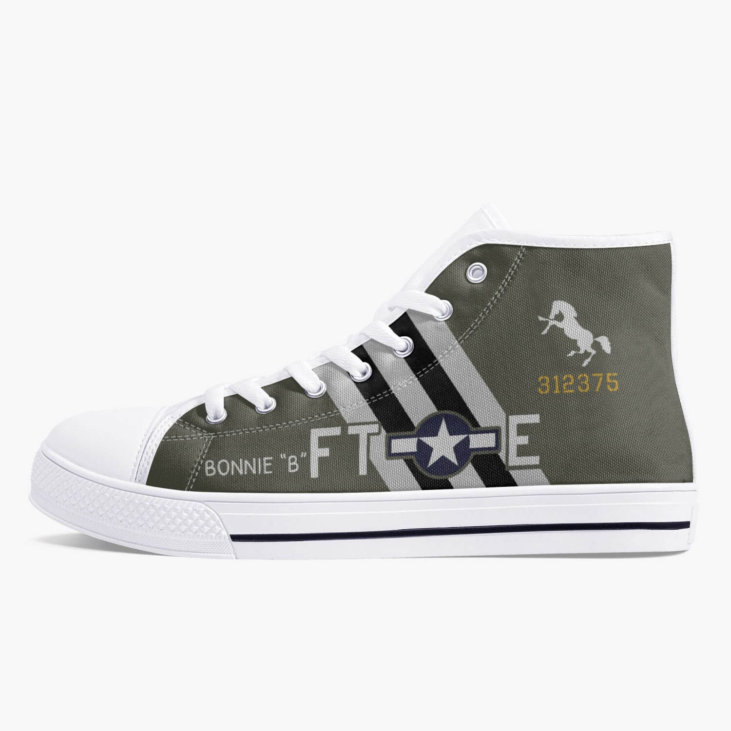 P-51 "Bonnie B" High Top Canvas Shoes - I Love a Hangar