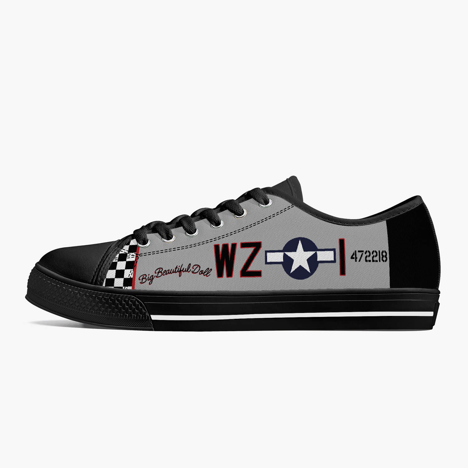 P-51 "Big Beautiful Doll" Low Top Canvas Shoes - I Love a Hangar