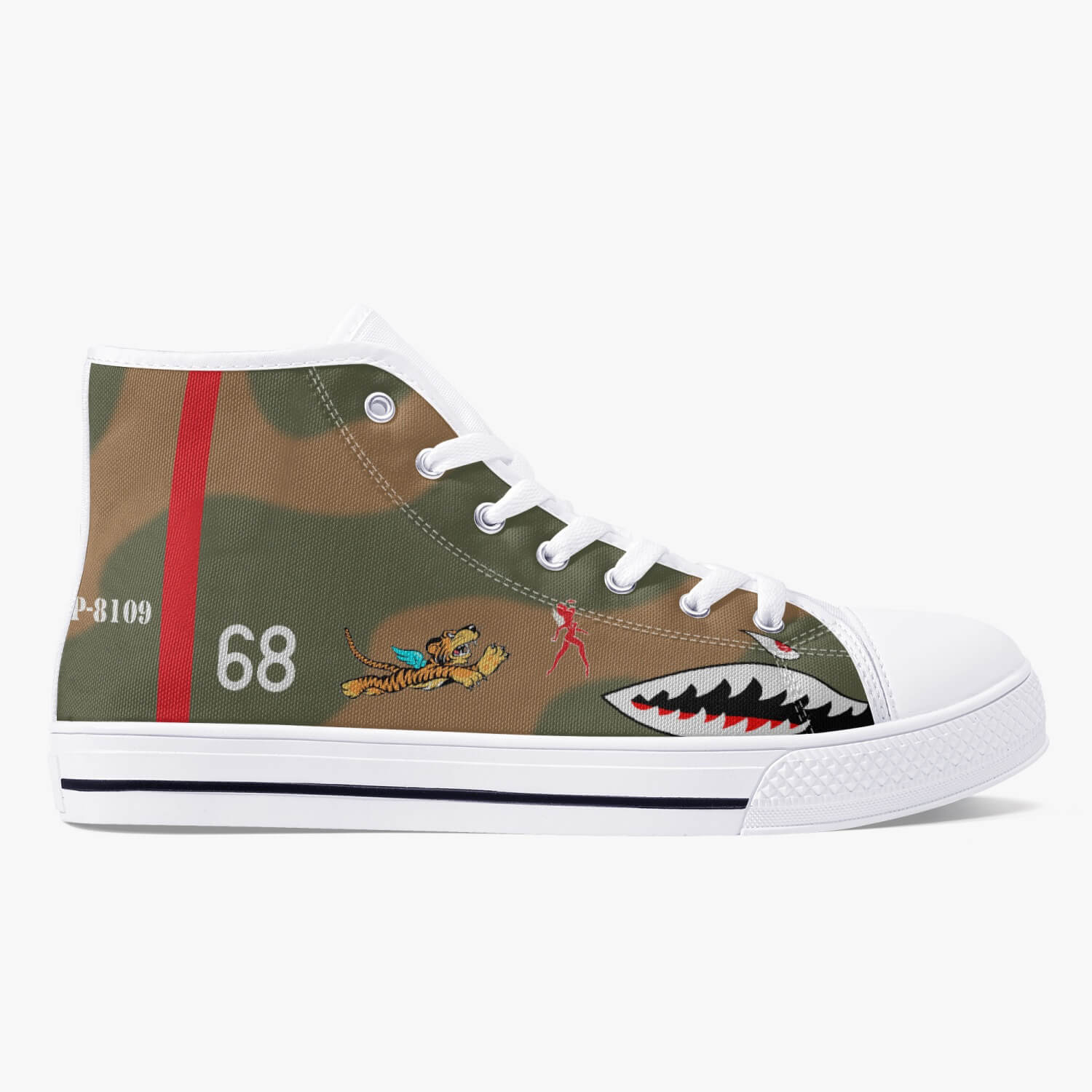 P-40 "White 68" of Charles Older High Top Canvas Shoes - I Love a Hangar