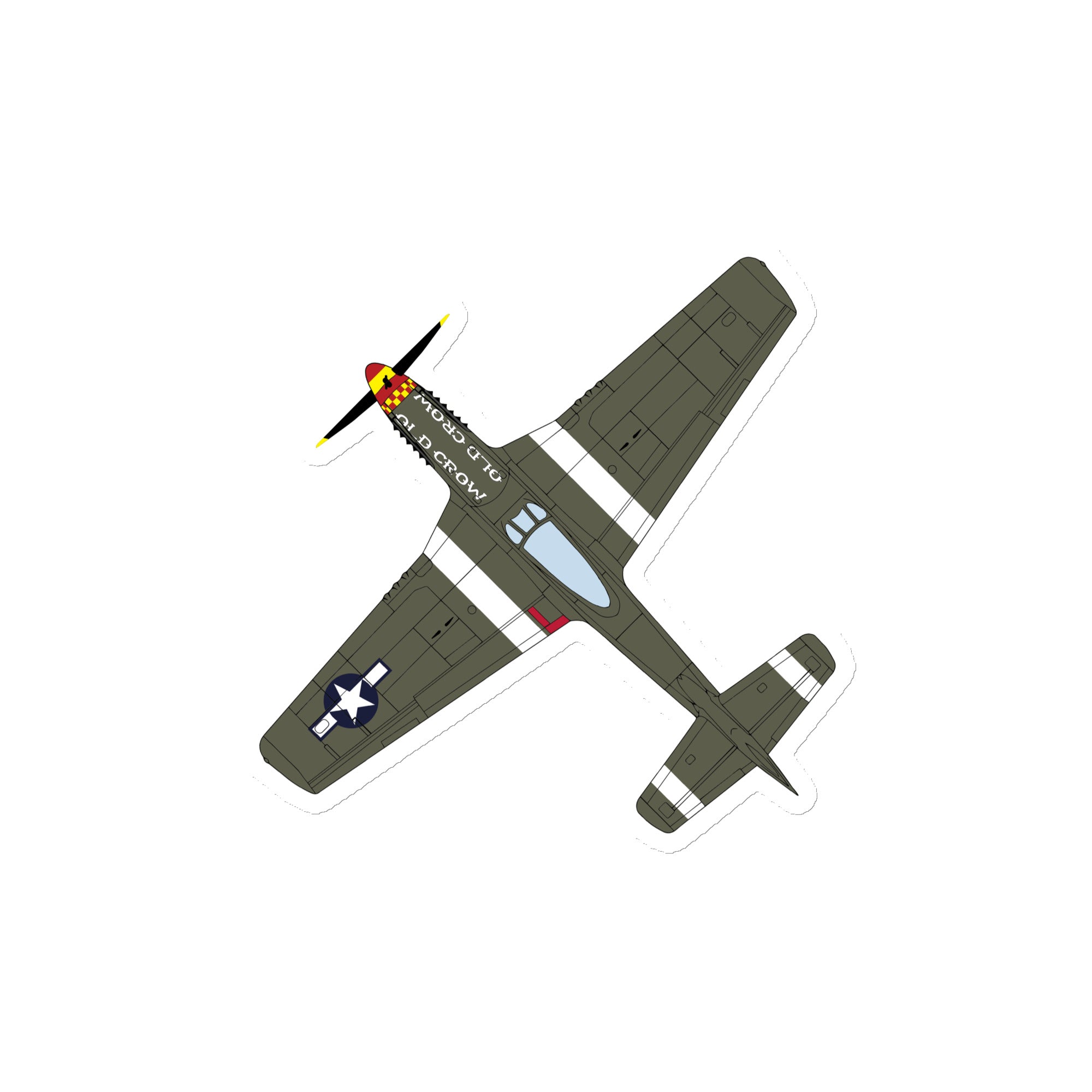 P-51 "Old Crow" (Top View) Die Cut Magnet - I Love a Hangar
