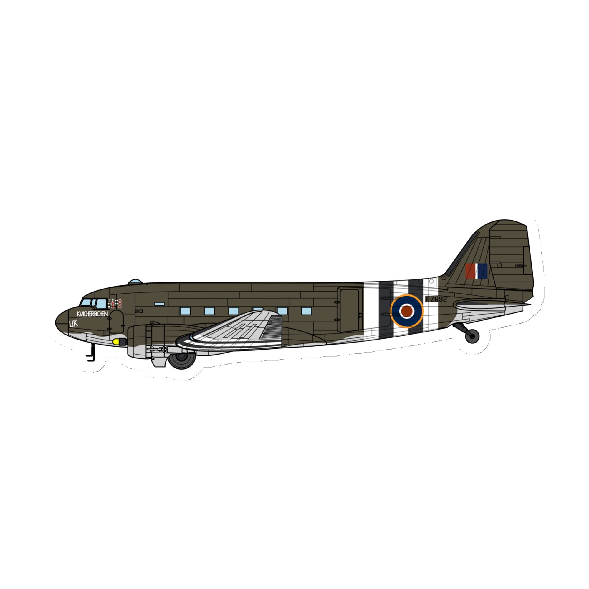 C-47 "Kwicherbichen" (Side View) Die Cut MagnetMagnet - I Love a Hangar