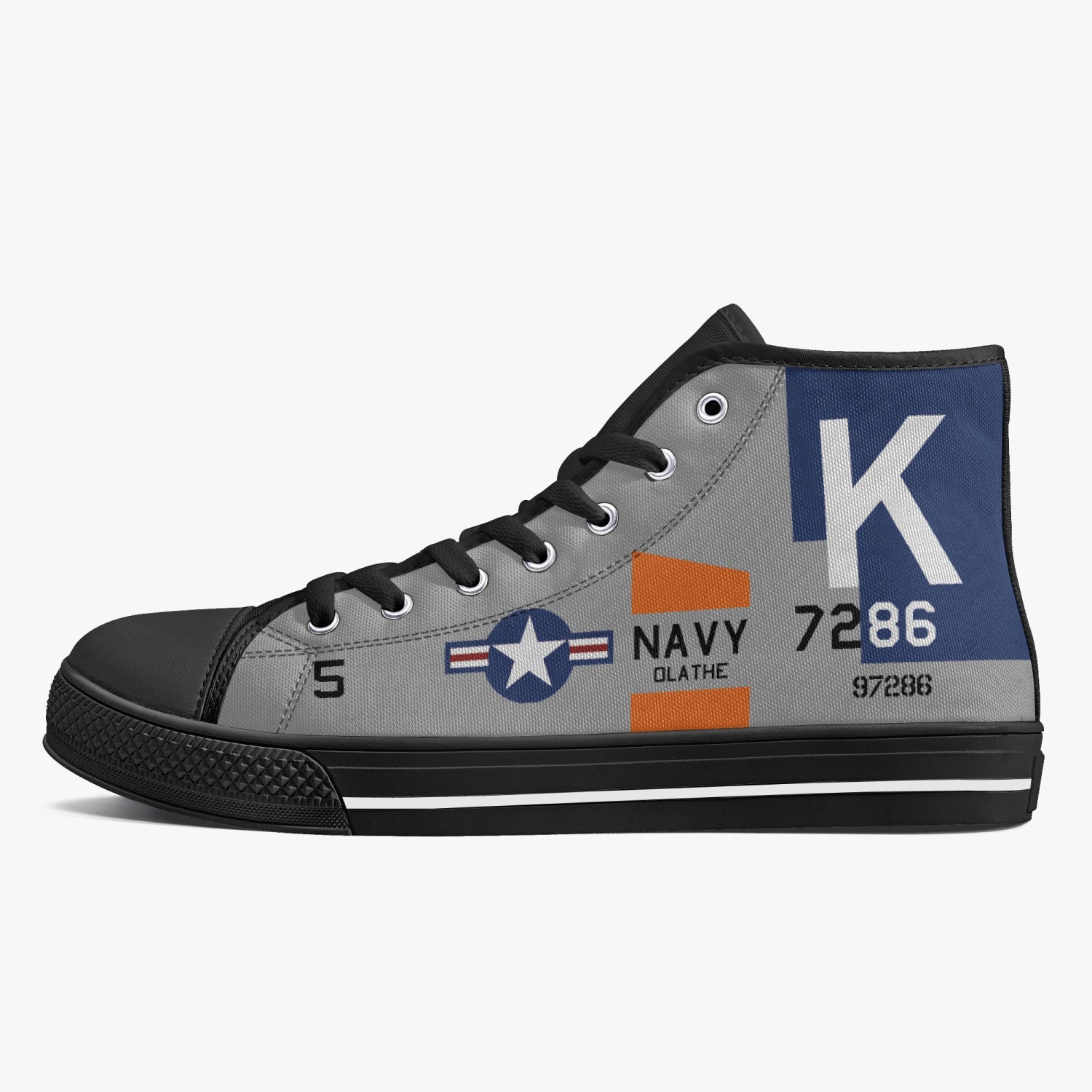 F4U Corsair "NAS Olathe" High Top Canvas Shoes - I Love a Hangar