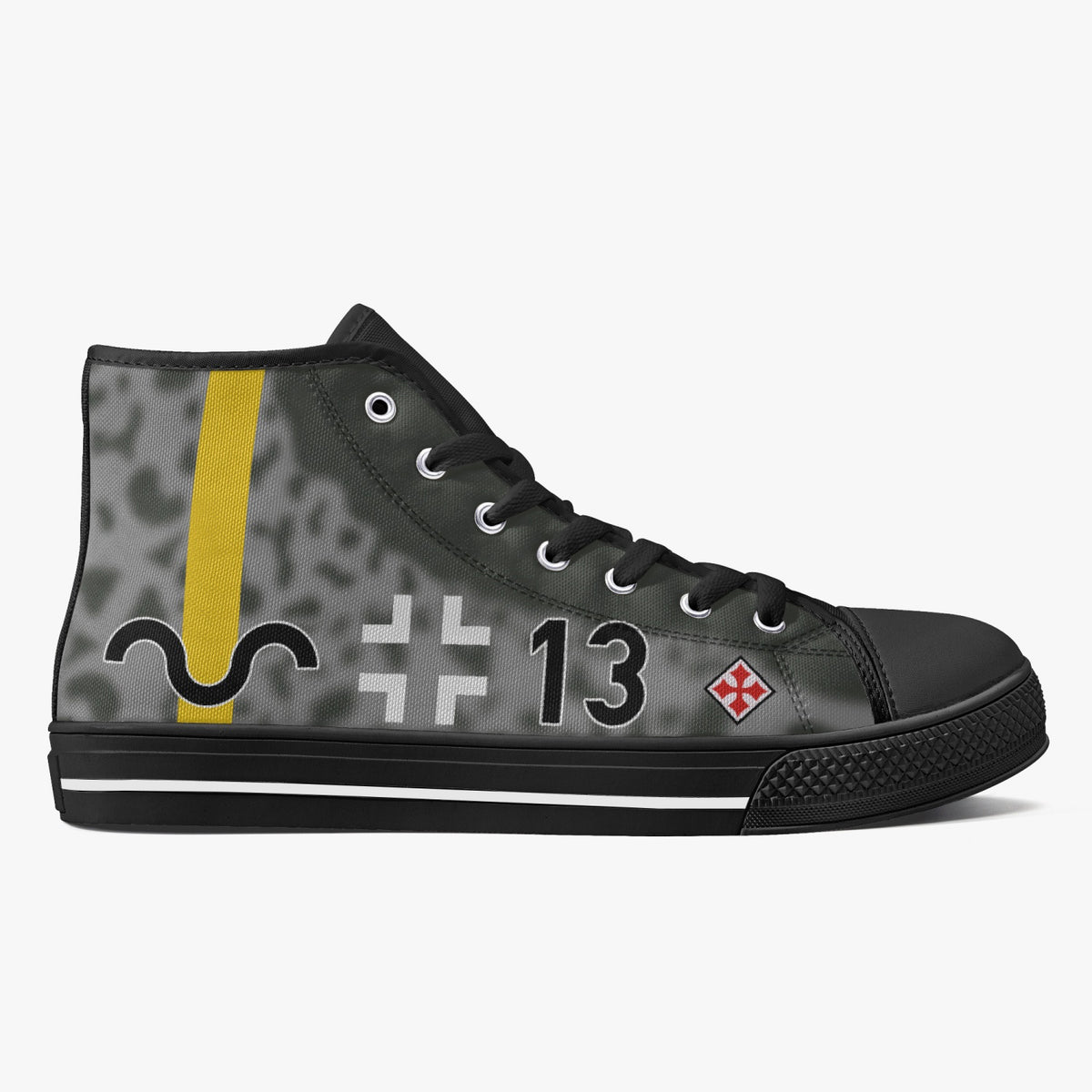 Bf-109 "Black 13" of Gunther Rall High Top Canvas Shoes - I Love a Hangar