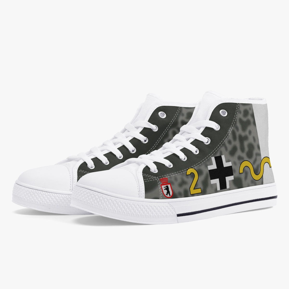 Bf-109 "Yellow 2" of Franz Stigler High Top Canvas Shoes - I Love a Hangar