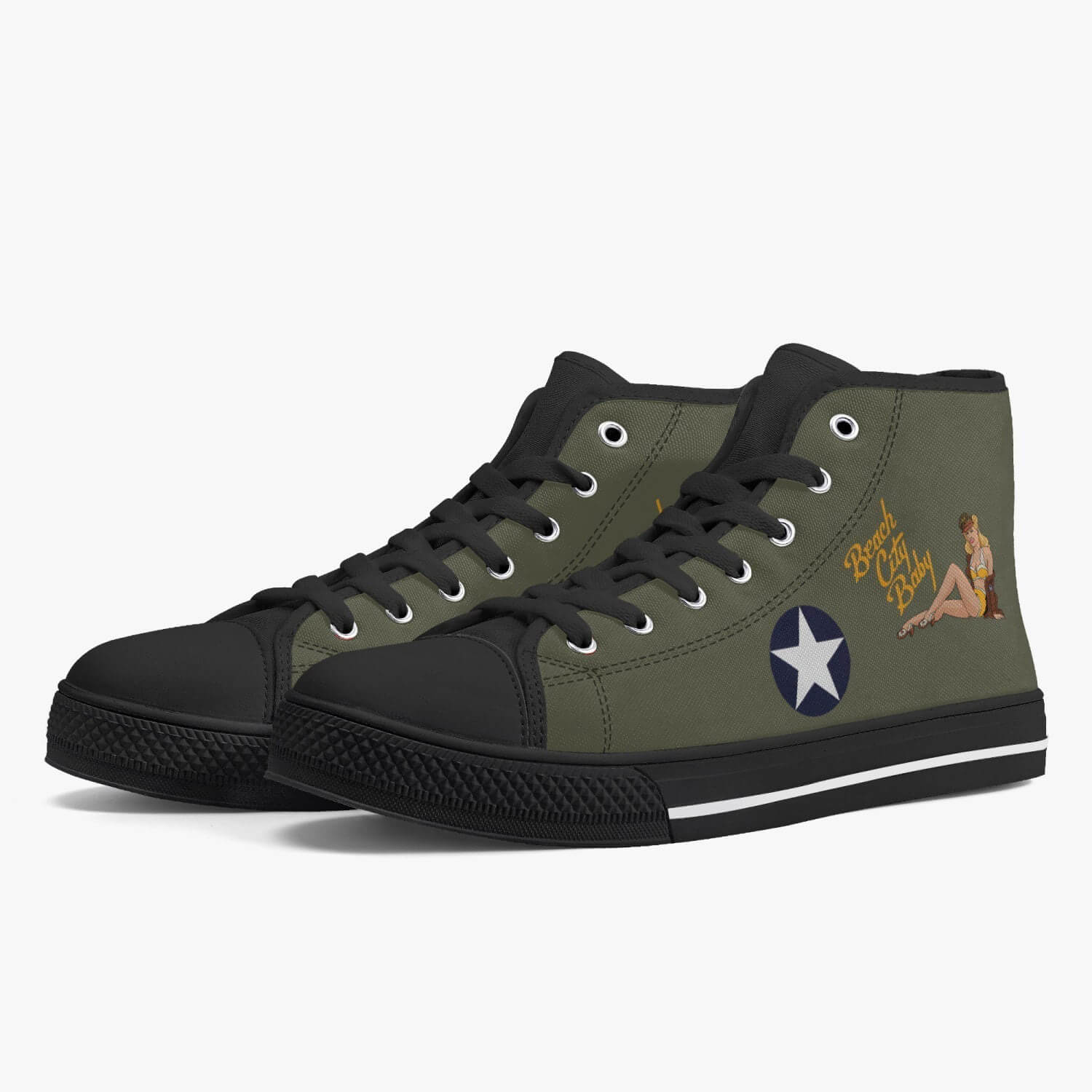 C-53 "Beach City Baby" High Top Canvas Shoes - I Love a Hangar