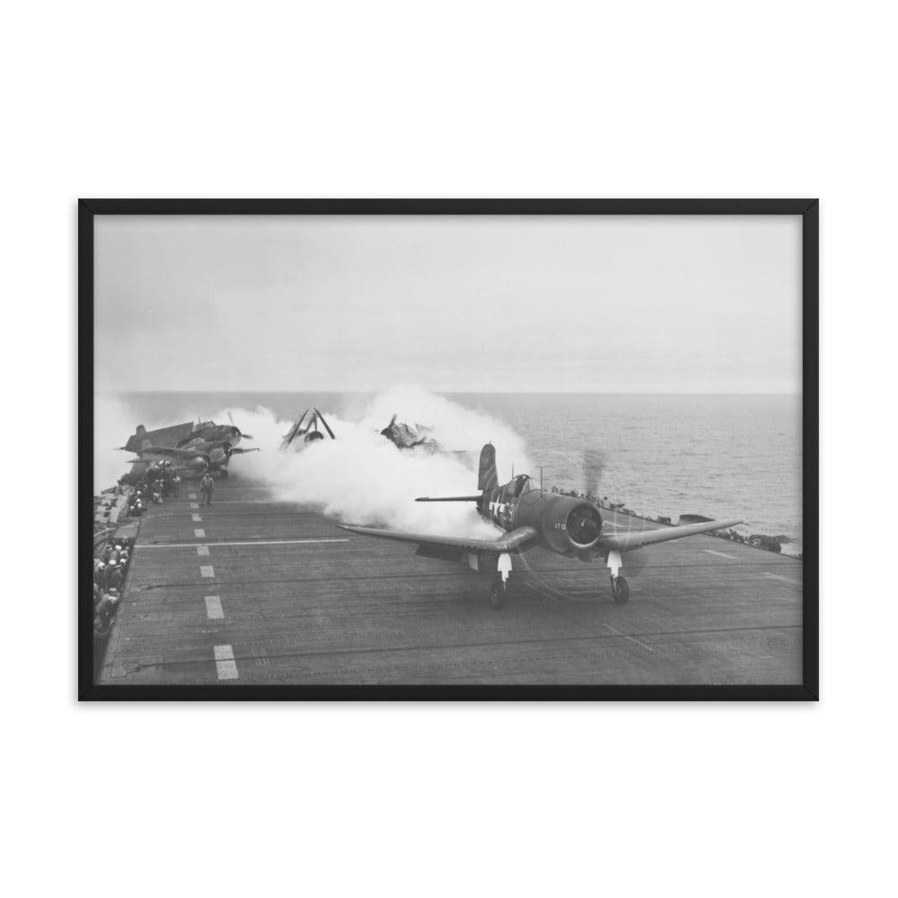 F4U Corsair JATO launch Framed poster