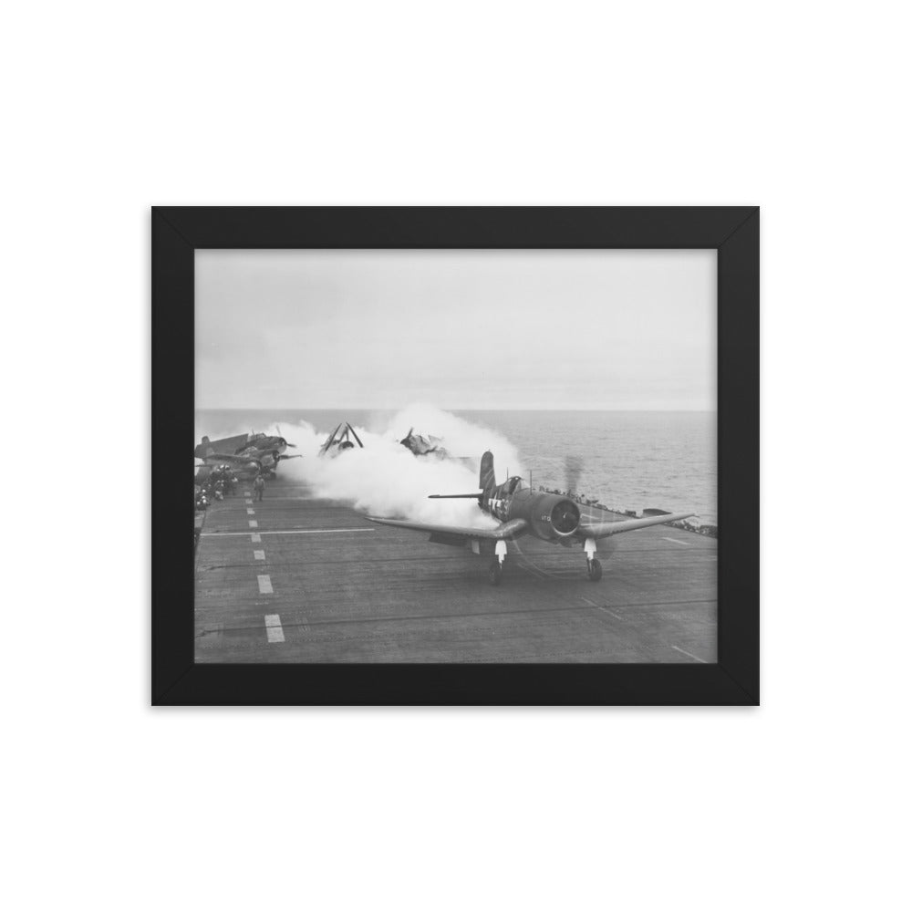 F4U Corsair JATO launch Framed poster