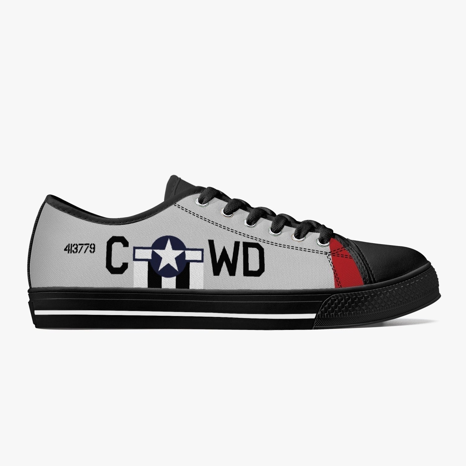 P-51 "WD-C" of Don Blakeslee Low Top Canvas Shoes - I Love a Hangar