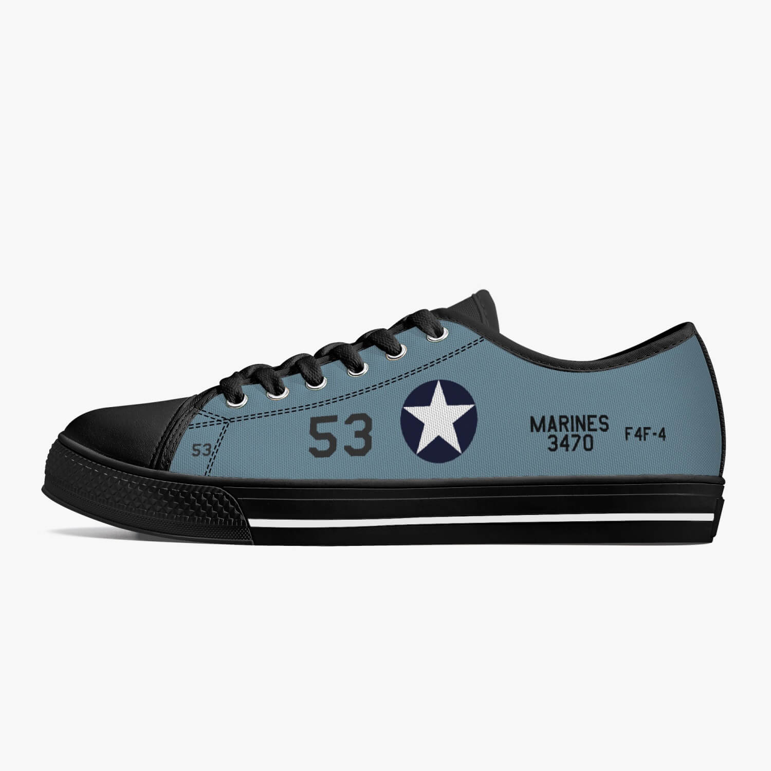 F4F "Black 53" of Joe Foss Low Top Canvas Shoes - I Love a Hangar