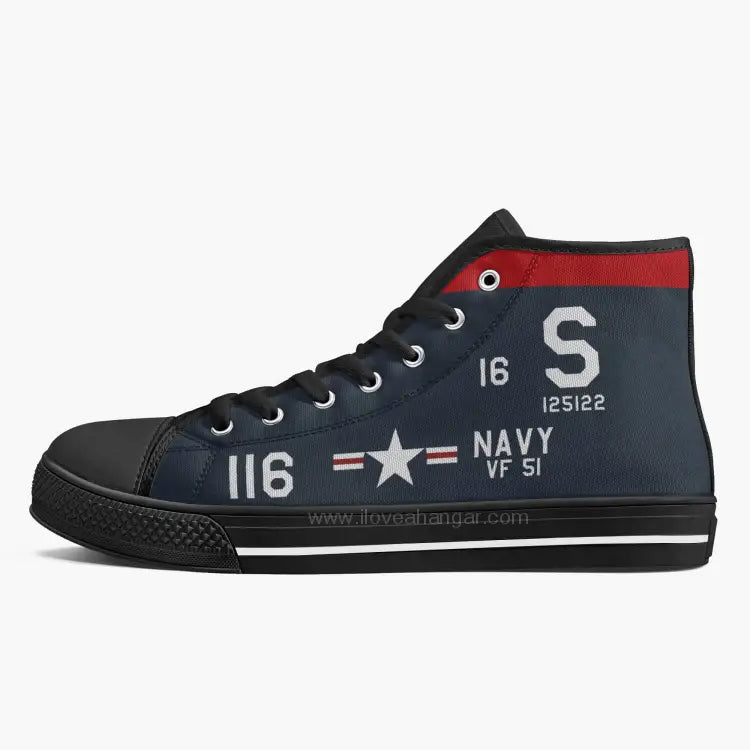 F9F Panther "S-116" of Neil Armstrong High Top Canvas Shoes - I Love a Hangar