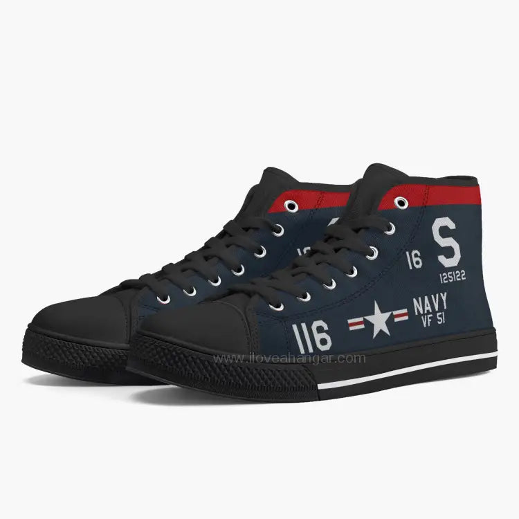 F9F Panther "S-116" of Neil Armstrong High Top Canvas Shoes - I Love a Hangar