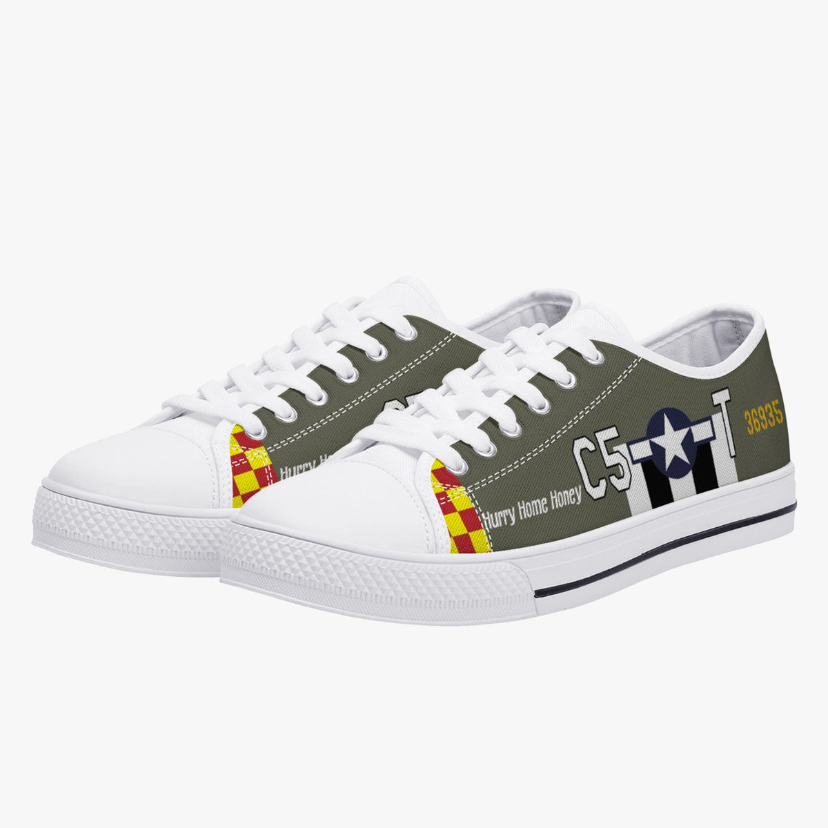 P-51 "Hurry Home Honey" Low Top Canvas Shoes - I Love a Hangar