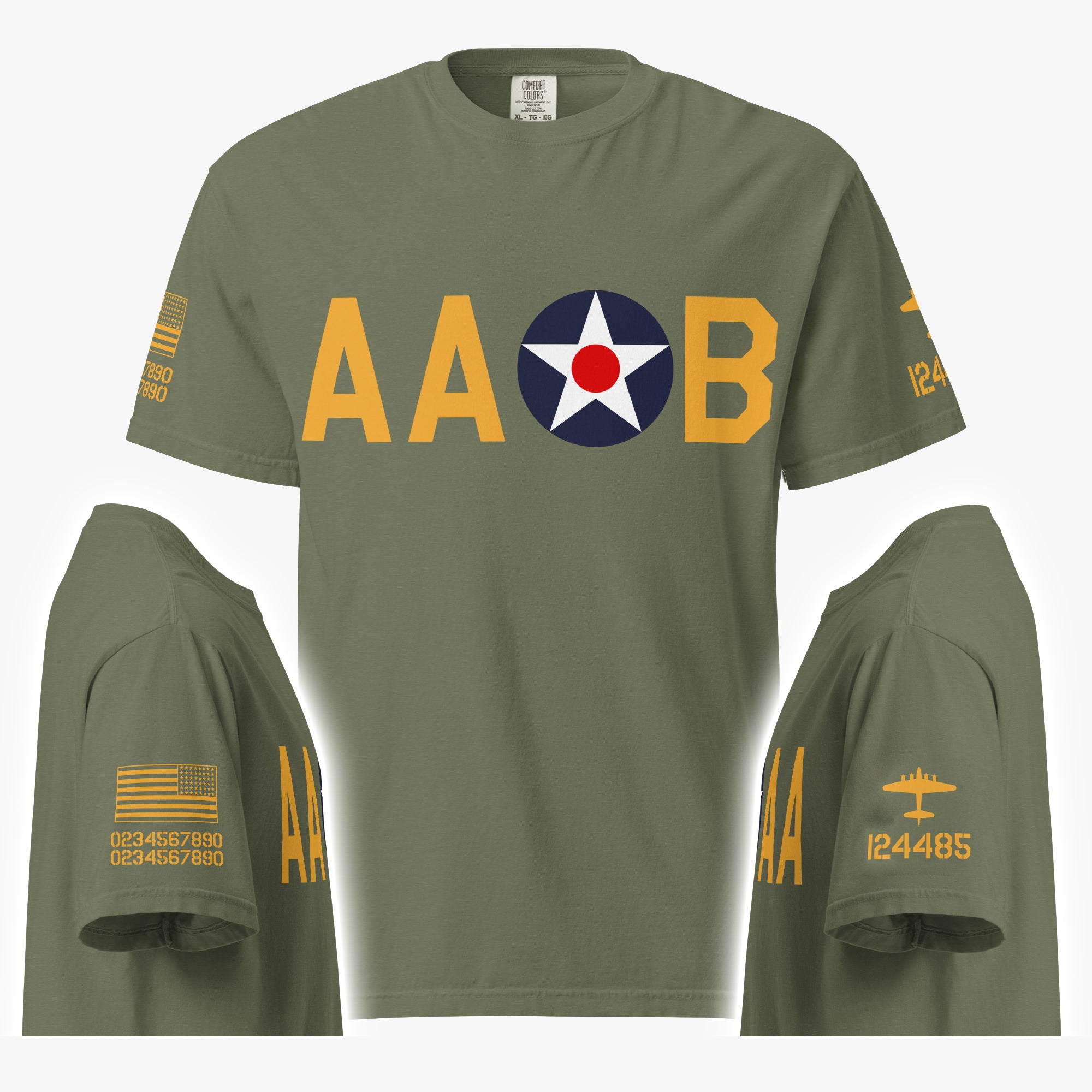 Custom USAAF Markings Short-Sleeve Heavyweight T-Shirt