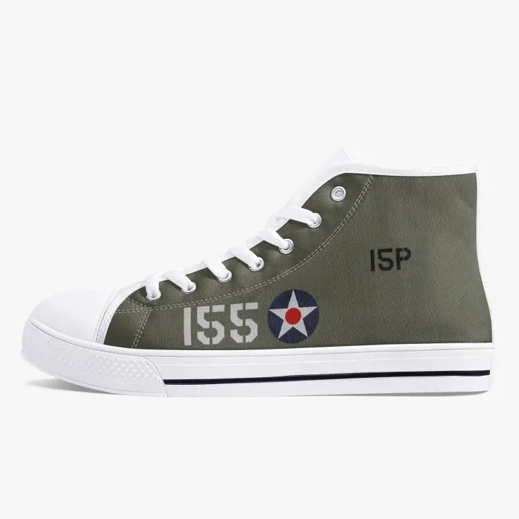 P-40 "#155" of 2LT Kenneth Taylor High Top Canvas Shoes - I Love a Hangar