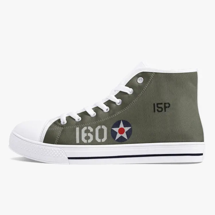 P-40 "#160" of 2LT George Welch High Top Canvas Shoes - I Love a Hangar
