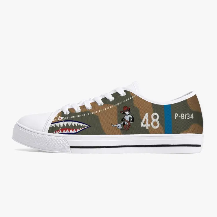 P-40 "White #48" of Tex Hill Low Top Canvas Shoes - I Love a Hangar