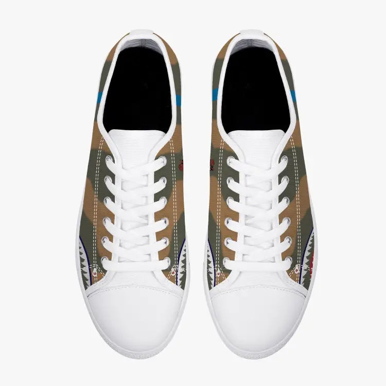 P-40 "White #48" of Tex Hill Low Top Canvas Shoes - I Love a Hangar