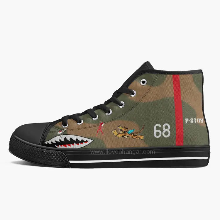 P-40 "White 68" of Charles Older High Top Canvas Shoes - I Love a Hangar