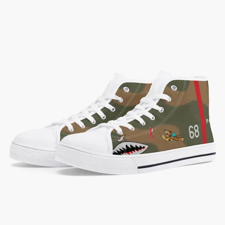 P-40 "White 68" of Charles Older High Top Canvas Shoes - I Love a Hangar