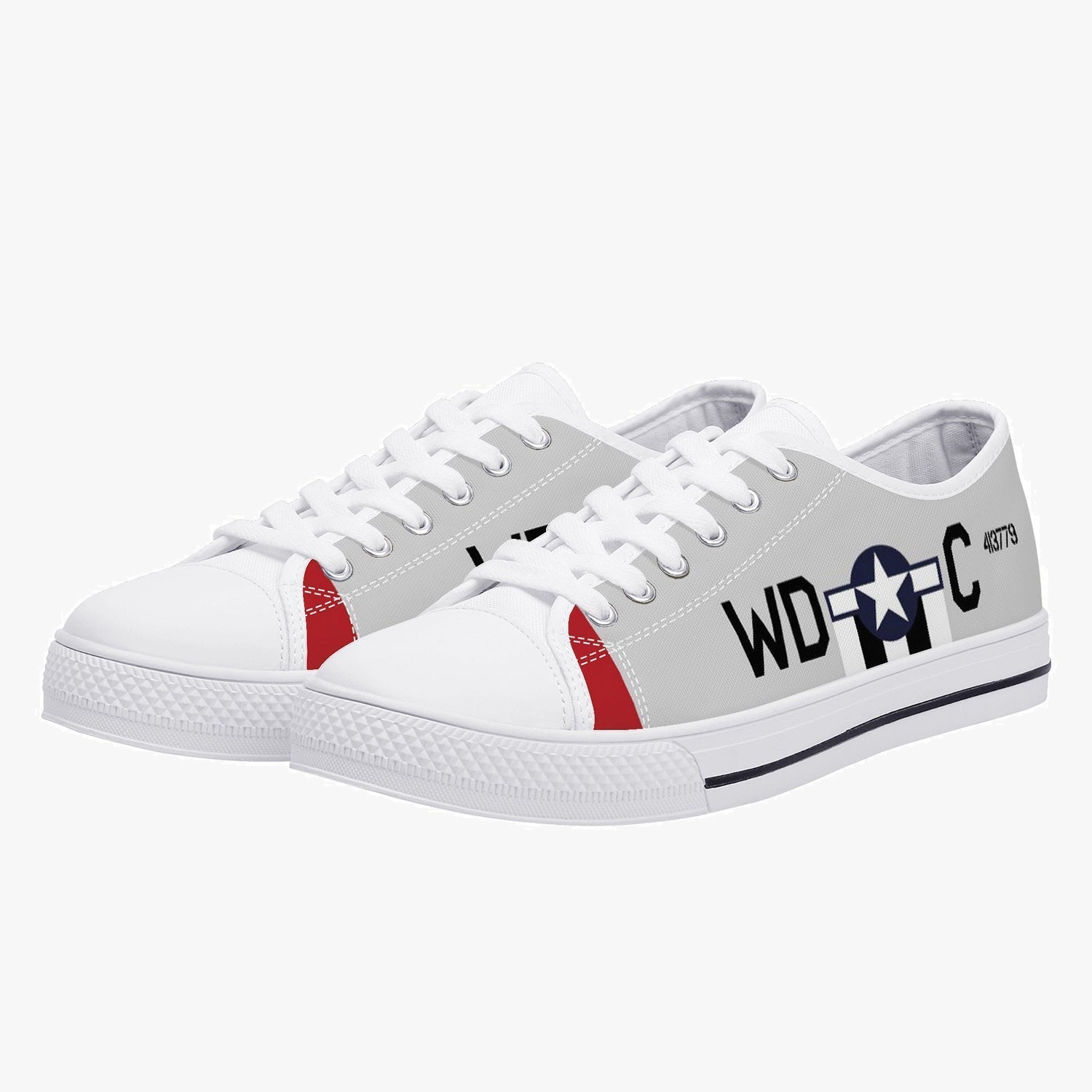 P-51 "WD-C" of Don Blakeslee Low Top Canvas Shoes - I Love a Hangar