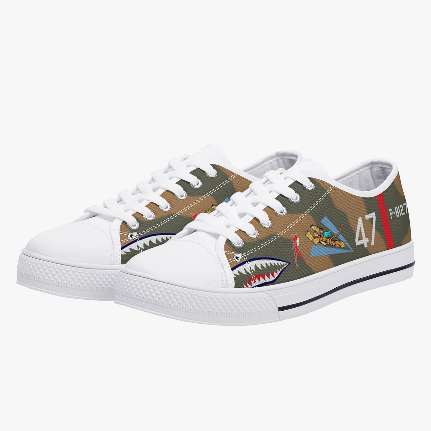 P-40 "White #47" of Robert Smith Low Top Canvas Shoes