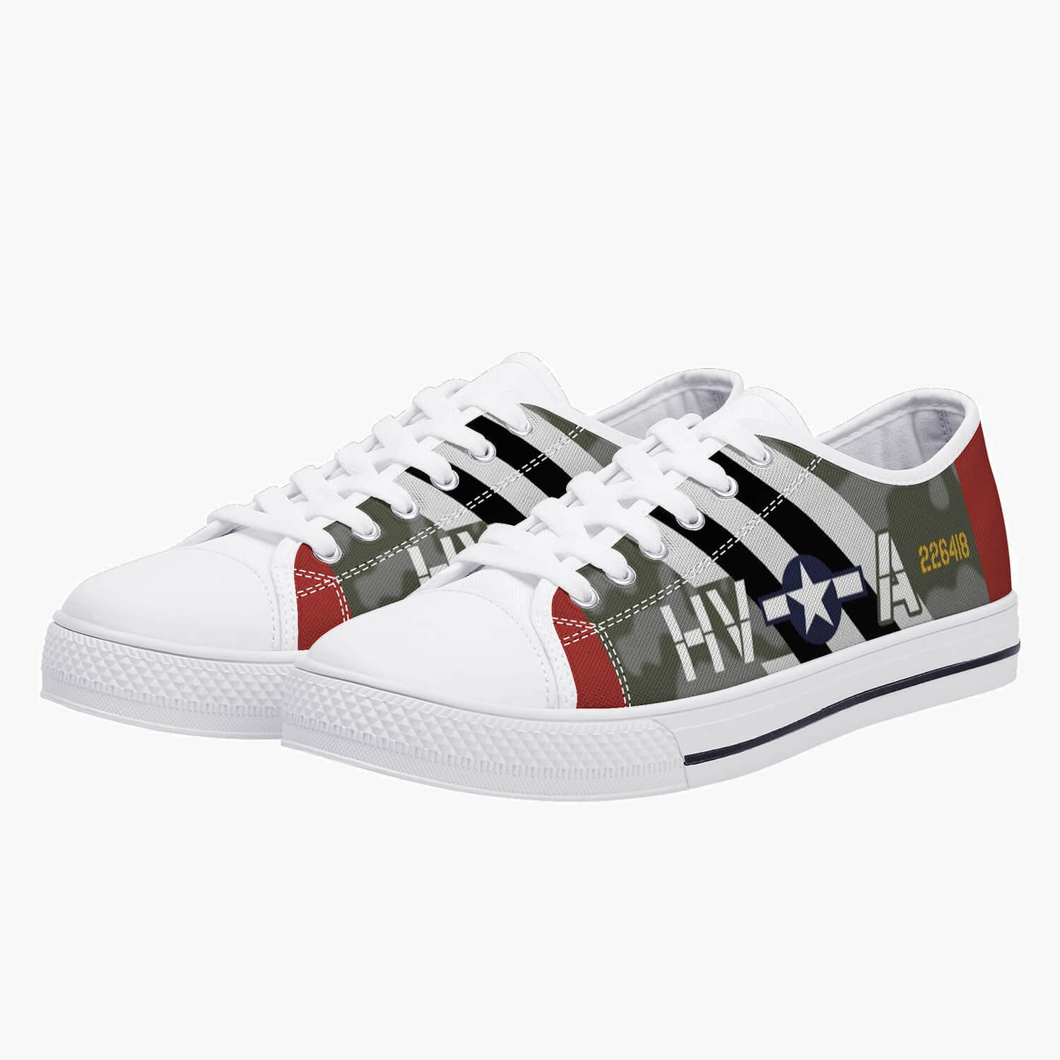 P-47 "HV-A" of Francis "Gabby" Gabreski Low Top Canvas Shoes - I Love a Hangar