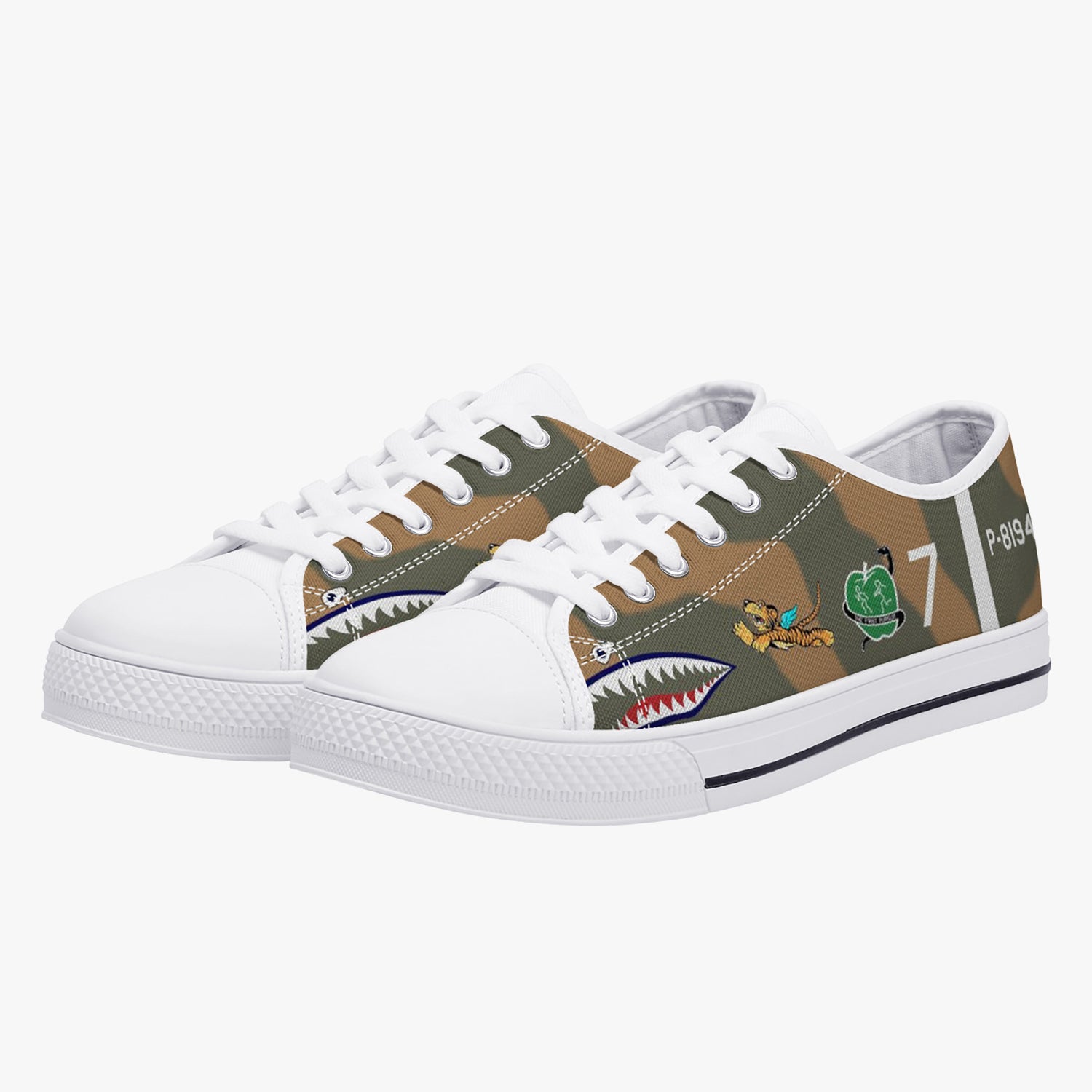 P-40 "White #7" of Robert Neale Low Top Canvas Shoes - I Love a Hangar