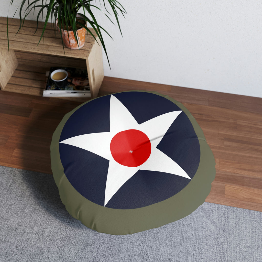 USAAC Tufted Floor Pillow, Round - I Love a Hangar