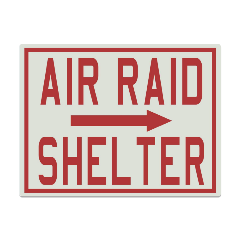"Air Raid Shelter" Metal Sign 16in x12in - I Love a Hangar