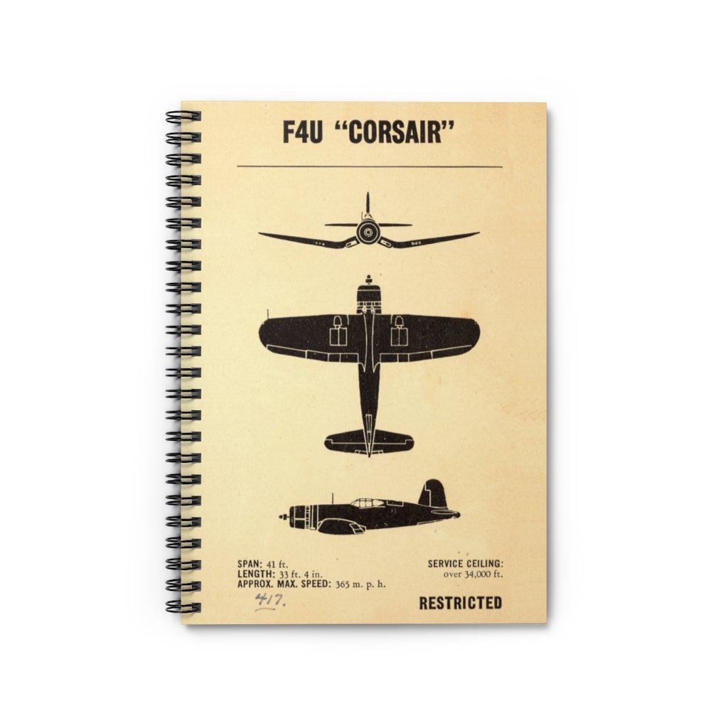 F4U "Corsair" Inspired Spiral Notebook - I Love a Hangar