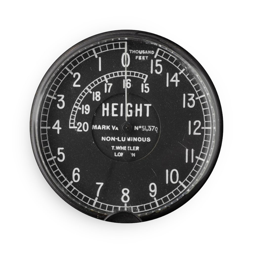 WWI Altitude Indicator Button Magnet, Round (1 & 10 pcs) - I Love a Hangar