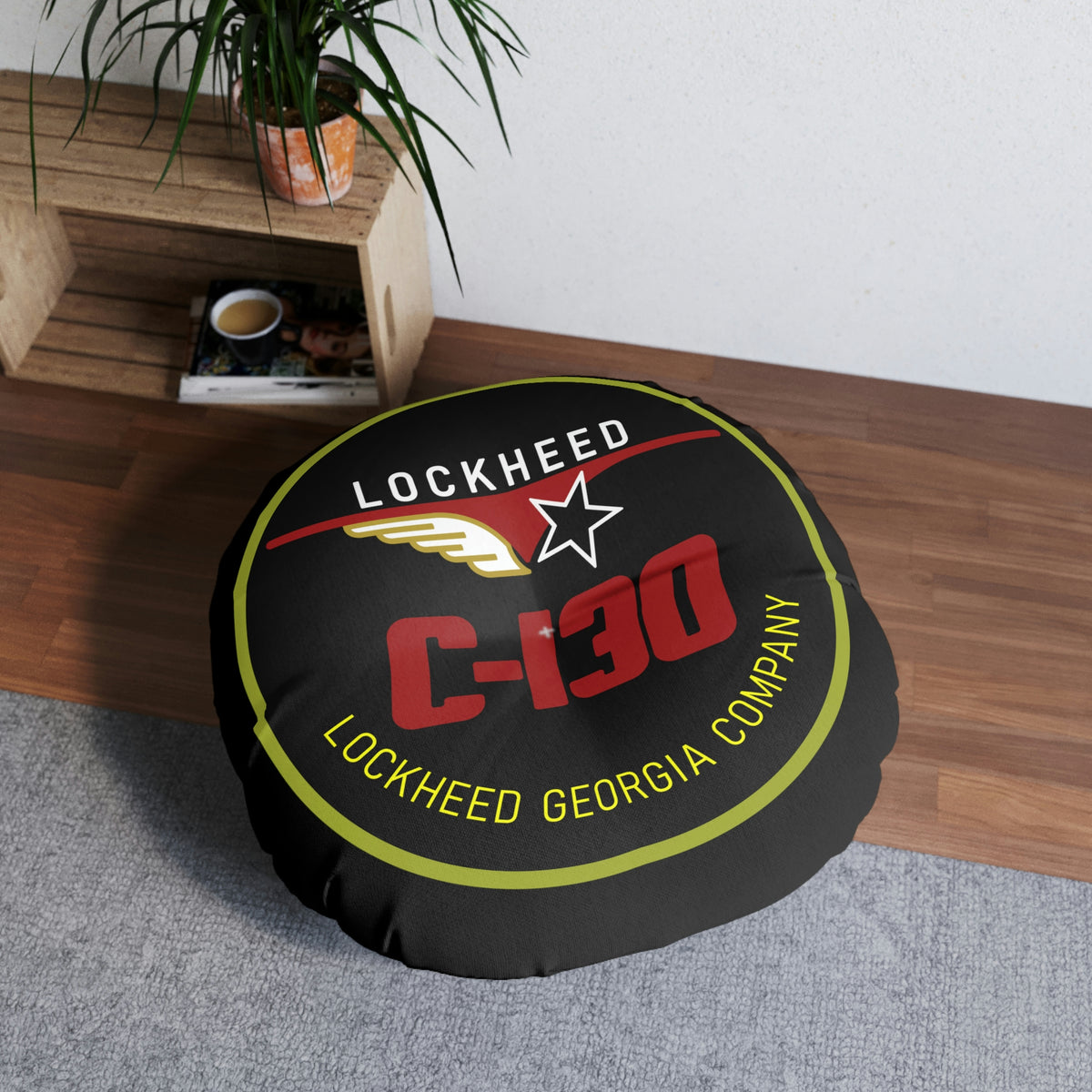 C-130 Tufted Floor Pillow, Round - I Love a Hangar